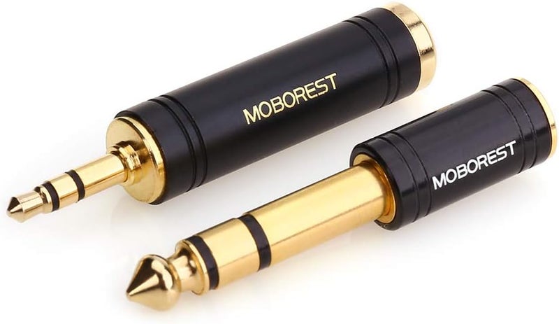 MOBOREST 3.5mm M to 6.35mm F Stereo Pure Copper Adapter, 1/8 Inch Plug Male to 1/4 Inch Jack Female Adapter, Can be Used Conversion Headphone adapte, amp adapte, Black Fashion 2-Pack - Image 4